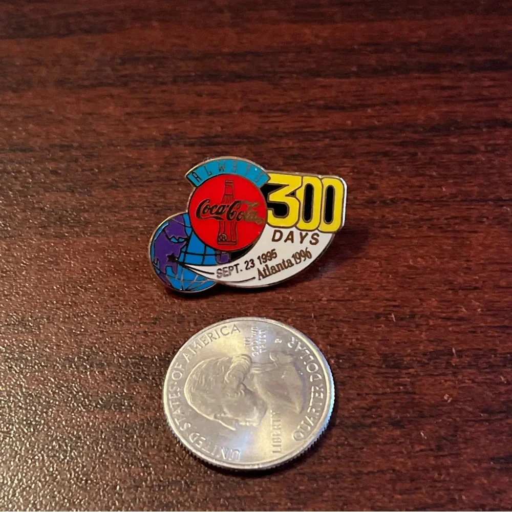 Vintage Coca-Cola Countdown To‎ The 1996 Atlanta Olympics 300 Days Lapel Hat Pin